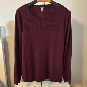 Women's Burgundy Long Sleeve Top